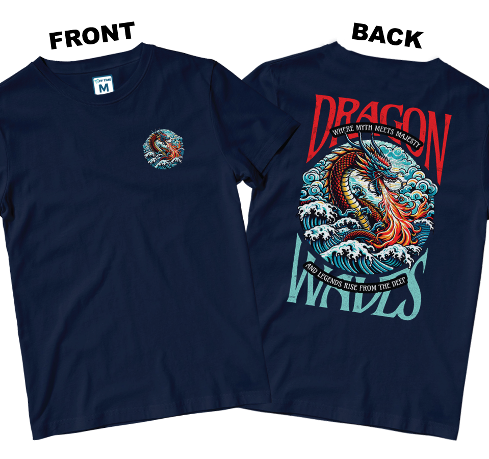 Cotton Shirt: Dragon Waves (Front and Back)