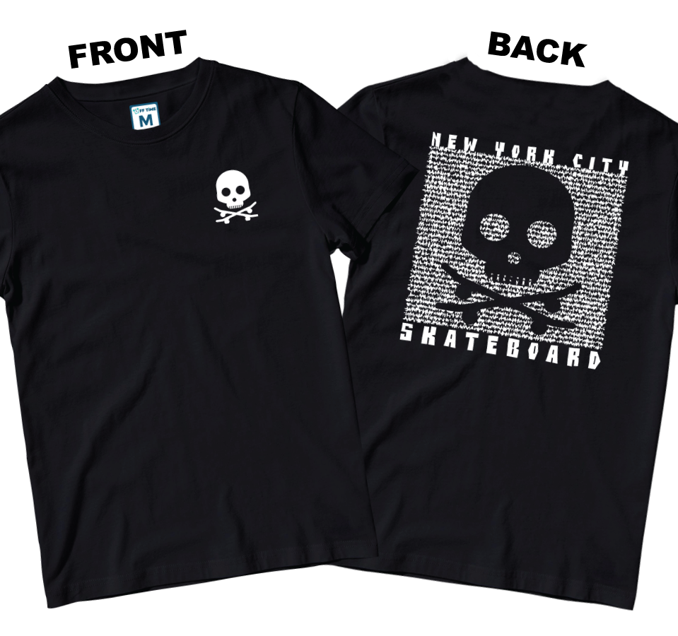 Cotton Shirt: Skateboard Skull (Front and Back)