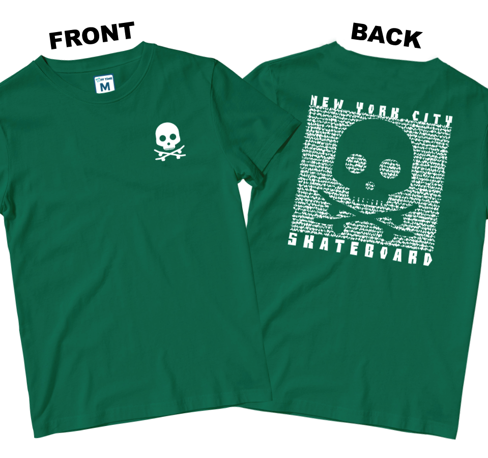 Cotton Shirt: Skateboard Skull (Front and Back)