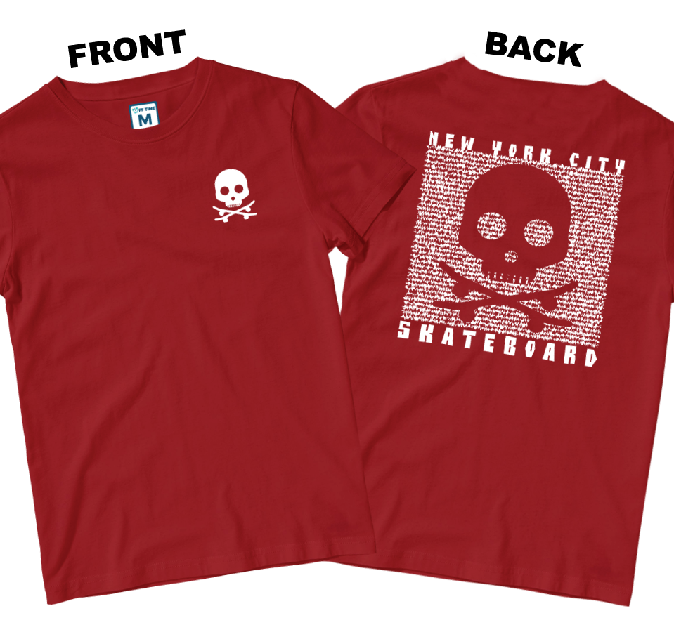 Cotton Shirt: Skateboard Skull (Front and Back)