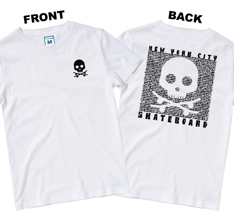 Cotton Shirt: Skateboard Skull (Front and Back)